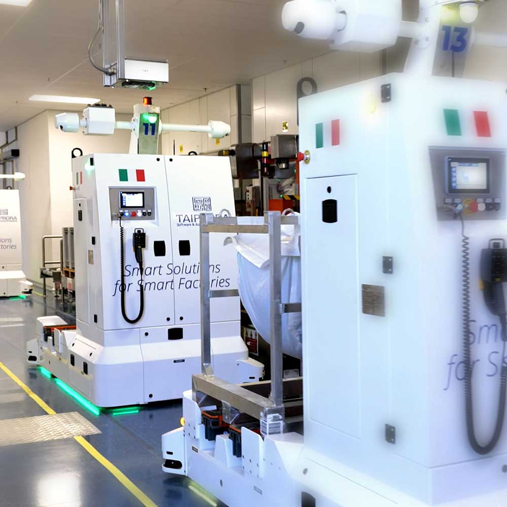 Tre LGV su misura per il reparto confezionamento: veloci, silenziosi, conformi FDA.